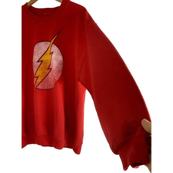 Mens DC Comic Red Super Hero Flash Graphic sweatshirt pull over large 6191 - Picture 5 of 8